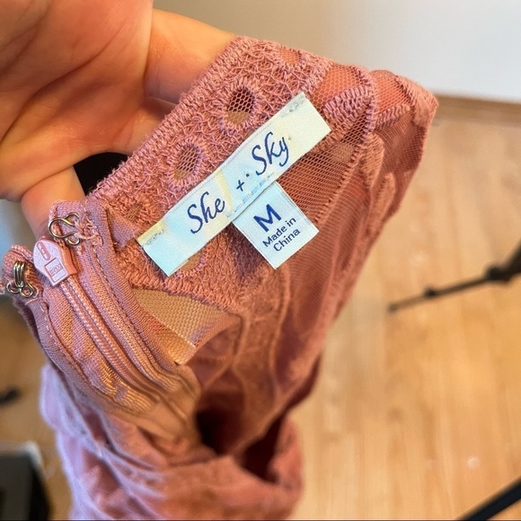 She+Sky Pink Barbie Festival Western Bohemian Lace Plunging Neckline Romper M - Picture 14 of 16